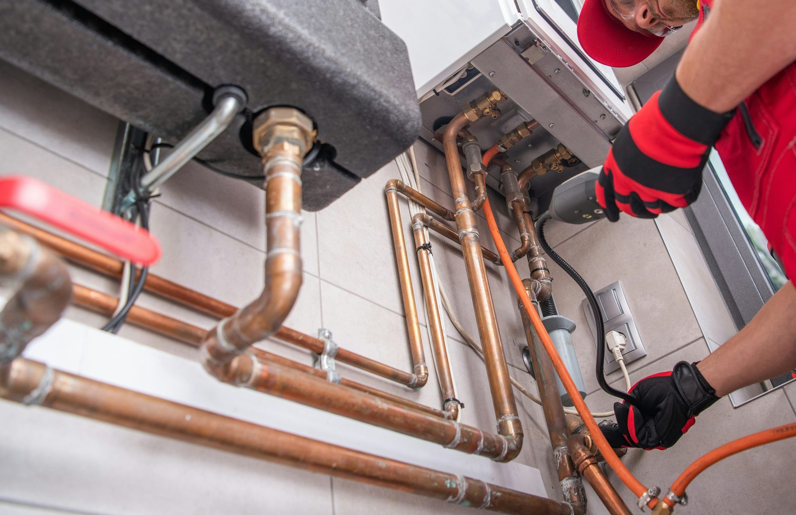 Certified gas fitter installing copper gas lines in Nanaimo, BC