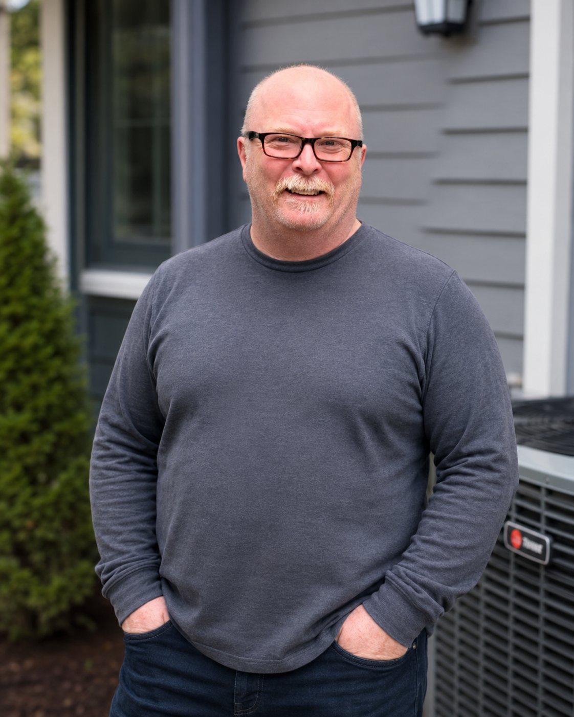 James Duffy, owner of Pro Temp Control and Red Seal HVAC Technician, outside a Nanaimo home